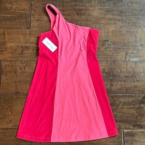 NWT Outdoor Voices One Shoulder Pink Two Tone Colorblock Dress (Size S)